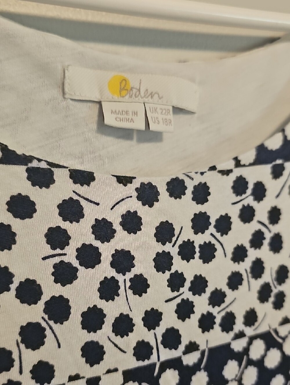 Boden Navy and White Polka-flowers Stripe Midi Dress Sleeveless - Picture 2 of 6